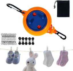 Intrekbare Waslijn - Kledingdroger Waslijn - Buiten Drogen - Winddicht Ontwerp - 10 meter - Oranje — thumbnail 1
