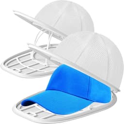 Set van 2 - Hoedenrek - Hoedenrek voor de wasmachine - Houder voor het wassen van baseballpetten - Hoedenbeschermer - Inclusief netzak - Hoedenwaszak - Behoudt effectief de vorm van de hoed - Eén maat - Wit — thumbnail 1