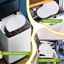 Set van 2 - Hoedenrek - Hoedenrek voor de wasmachine - Houder voor het wassen van baseballpetten - Hoedenbeschermer - Inclusief netzak - Hoedenwaszak - Behoudt effectief de vorm van de hoed - Eén maat - Wit — thumbnail 2