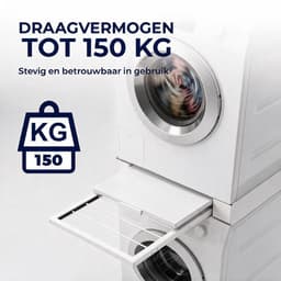 ProductXpert Stacko™ - Stapelkit - Tussenstuk - Uitschuifbare Plank met Handdoekhouder - Wasmachine en Droger - Wit - Antislip — thumbnail 5