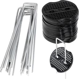 Stevige grondankers met herbruikbare U-vormige pinnen, 50 stuks + 50 buffer discs voor tuin en stabilisatie, anti-roest en ideaal voor onkruidbestrijding, 15 x 4 cm, diameter 2.5 mm — thumbnail 1