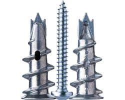 50 stuks, zelfborende gipsplaatdeuvels, metaal met schroeven, voor bevestiging in beton, baksteen, gipsplaten enz