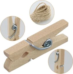Knijpers Mini 150 Stuks - Houten Knijpers - Decoratieve Klemmen - Henneptouw - I-vormige Spijkers - Lichtgewicht 100 g — thumbnail 2