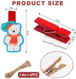 Knijpers Hout 40 Stuks - Decoratieve Sierklemmen - Kerstmis - Mini Knijpertjes - Duurzaam - Jute Koord - Decoratieve Clips — thumbnail 3