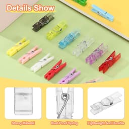 Wasknijpers, 60 stuks mini kleurrijke plastic kledingclips, sterke grip fotoclips voor foto's, hangende kleding, decoratieve ambachten, transparant — thumbnail 3