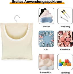 Wasknijperzak - Knijperhouder - Was ophangen - Met ophanglus - 30.5 x 26 cm - Wit — thumbnail 4