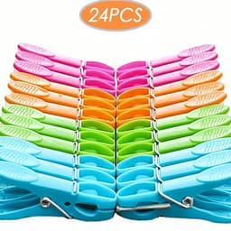 Set van 24 duurzame kunststof wasknijpers – extra sterk, windbestendig en zacht voor kleding en papier. — thumbnail 1