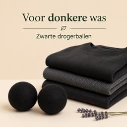 Drogerballen XL - 6 Stuks - 100% Nieuw-Zeelandse Schapenwol - Herbruikbare Wasdrogerballen - Natuurlijk Alternatief voor Wasverzachter - Helpt Droogtijd te Verkorten & Energie te Besparen - Inclusief Gratis Lavendel Geurolie - Zwart — thumbnail 4