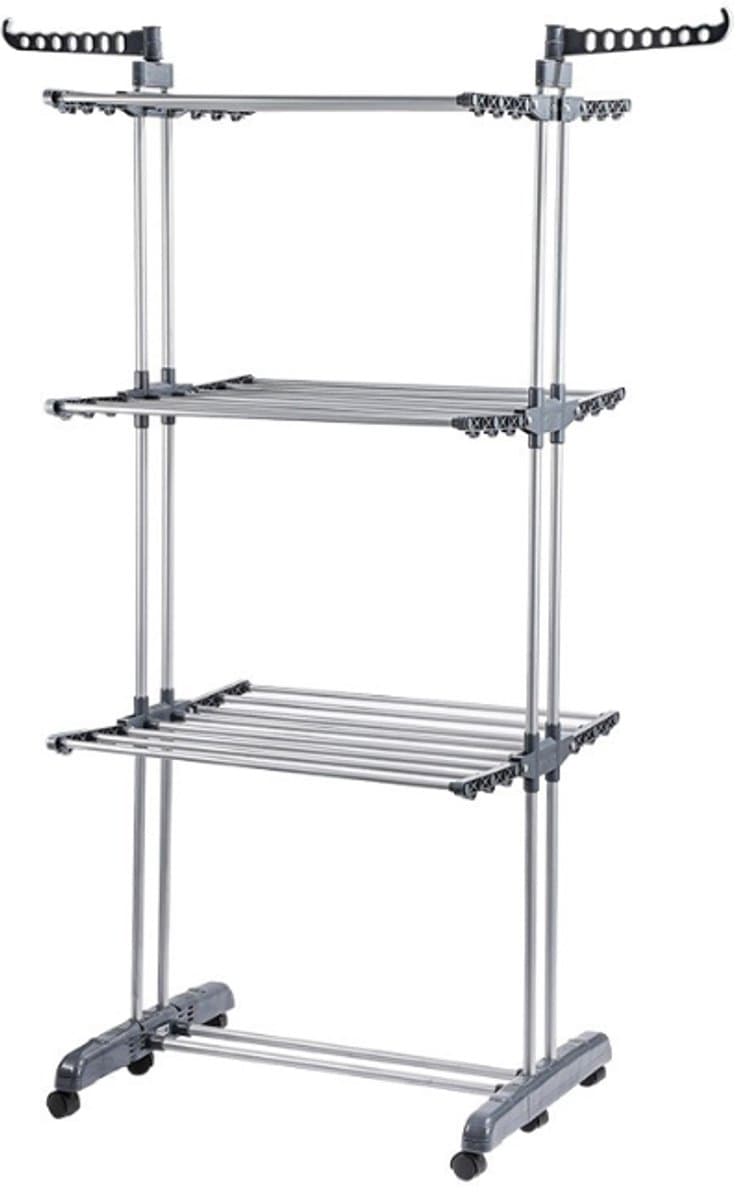 Vonia Droogtoren - Droogrek - Wasrek - Wastoren - 3 Lagen - Inklapbaar - 72x50x172 cm -Grijs — afbeelding 1