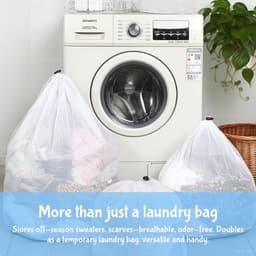 Set van 2 zakken voor het wassen met trekkoord, duurzaam, slijtvast, anti-klitten, anti-beschadiging, geschikt voor wasmachine, wasmand, schoenwaszak, waszak — thumbnail 2