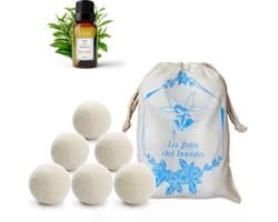 SnelShoppen - Wolballen voor Wasdroger, 6 Stuks, Bescherming tegen Kinken en Vangen van Haar, Essentiële Olie Theeboom, Natuurlijke Wasverzachter voor