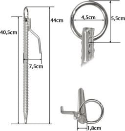 Grondanker - Stormanker tentharing - Tent Vastzetten - Stevig Stalen Ontwerp - 41 cm - Staal — thumbnail 2