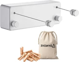 Uittrekbare Waslijn - Wandwaslijn Kabels - Ruimte Besparen - Dubbele Stalen Kabels - 2x 42m - Zilver — thumbnail 1