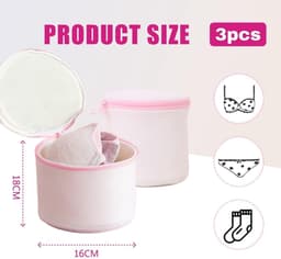 Dailygoods - Set van 3 herbruikbare wasnetten voor wasmachine, met ritssluiting voor wasmachine, ideaal voor beha's, ondergoed en sokken (rood) — thumbnail 4