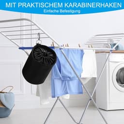Kledingknijper Tas - Opberger Houder - Buiten Droge Kleding - Met Ophanghaak - Diameter 15cm - Zwart — thumbnail 2