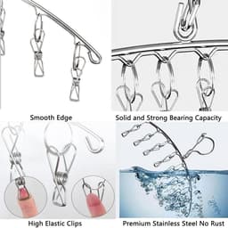 Thijox - Roestvrijstalen Kledingdroogrek Hanger met 8 Clips - Ondergoedhanger voor Sokken, Handdoeken, Luiers, Baby- en Kinderkleding, Handschoenen - — thumbnail 5