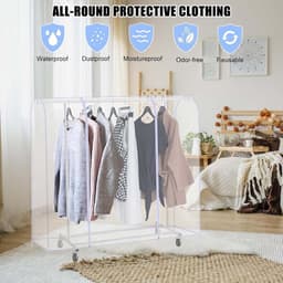 Kledingstand met Transparante Beschermhoes van 180 cm, Waterdicht en Beschermt Kleding tegen Zon en Stof — thumbnail 5