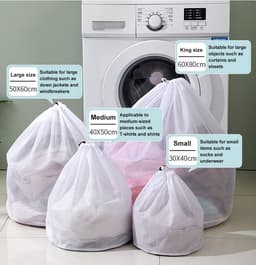 4 Stuks Wasnetten voor Kleding - Diverse Maten Waszakken voor de Wasmachine en Opberging — thumbnail 2