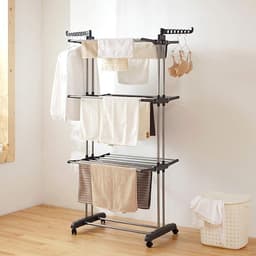 Droogrek Vier Niveaus - Kledingdroger Toren - Kleding Drogen - Inklapbaar Met Wielen - 75 x 64 x 170 cm — thumbnail 1