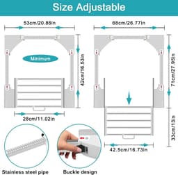 Tussenframe Wasrek - Overlappingsset - Ruimte Besparen - Uittrekbare Plank - 53-68 cm - Wit — thumbnail 5