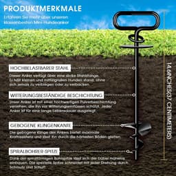 SnelShoppen - Grondanker voor Middelgrote tot Grote Honden tot 100 kg | 12 mm Grondpen voor Honden, Spiraallemmet, Hondenpaal voor Tuin, Strand, Gazon — thumbnail 2
