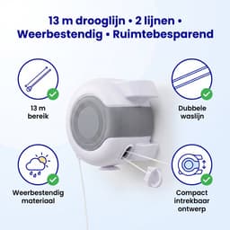 Ryoudavell - Uitschuifbare Waslijn - Dubbele Waslijn voor Binnen - 13 Meter*Dubbele lijn - Ruimtebesparend & Afneembaar - Drooglijn Wit — thumbnail 4