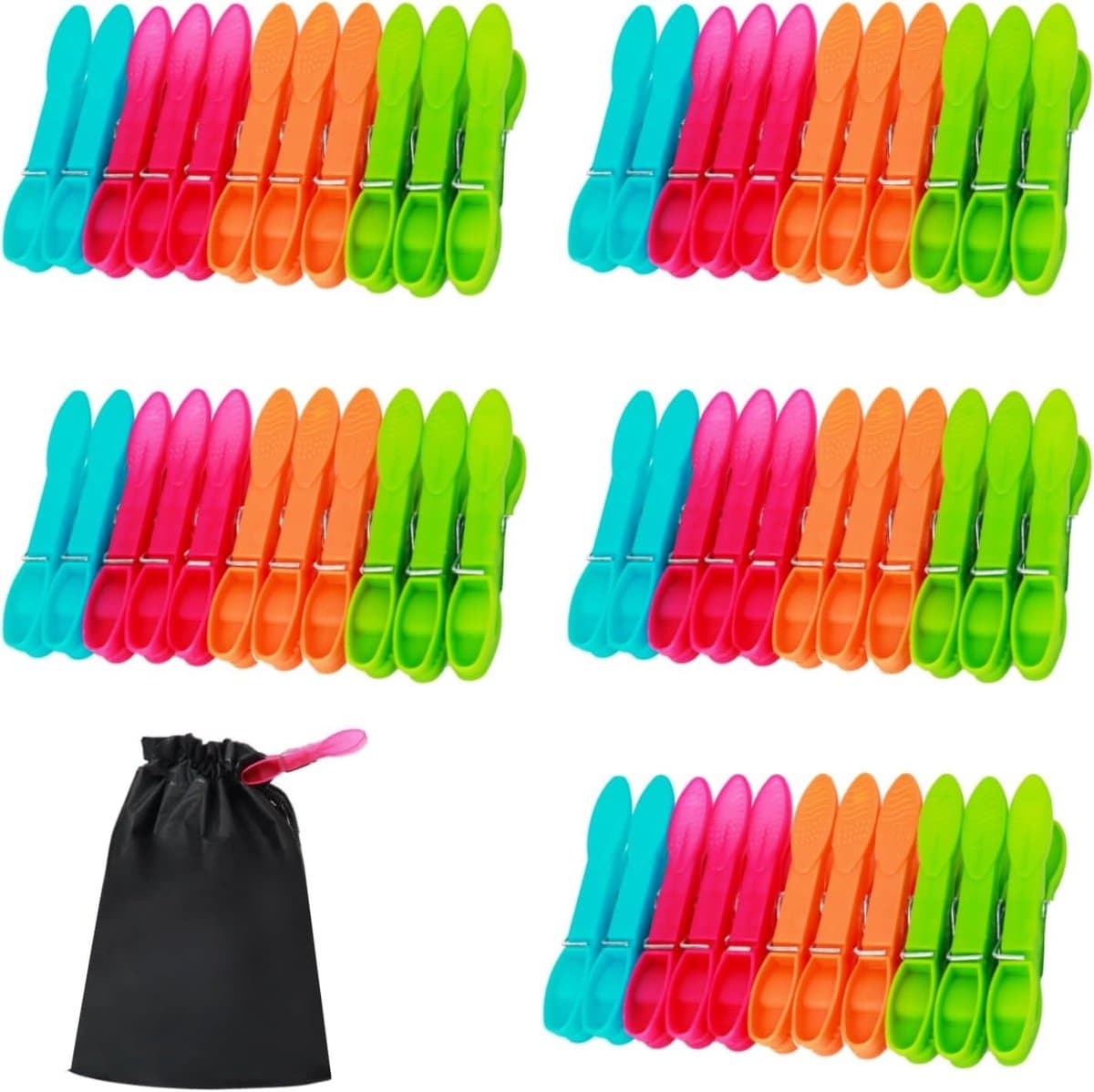 Set van 60 Kledingknijpers zonder Print met Sterke Buitenring - Extra Sterke Antislip Kledingknijpers voor Waslijn of Droogrek — afbeelding 1