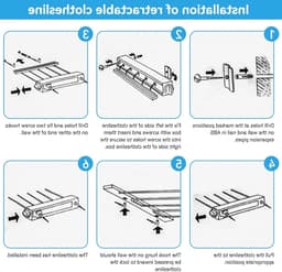 Uittrekbare wandwaslijnen met 5 lijnen - Ruimtebesparende binnenwaslijnen voor efficiënt drogen — thumbnail 2