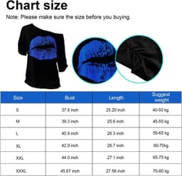 Dames jaren 80 kostuum accessoires set, lippen print T-shirt kant hoofdband oorbel halskettingen armband voor jaren 80 themafeest (koningsblauw, XXL) — thumbnail 4