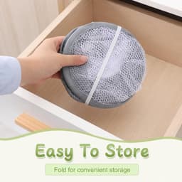 2 stuks wasmand hangend, wasmand klein (wit, grijs) | Opvouwbare wasmand, hangmand, netmand, opslag, inklapbaar, hangende opbergmand voor thuis, hotel, reizen, camping — thumbnail 3