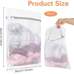 Wasnet Klein - 4 Stuks - Waszak voor Fijne Was - Waszak met Ritssluiting - Wasnet voor Beha/Sokken - Polyester Zonder Pilling — thumbnail 4