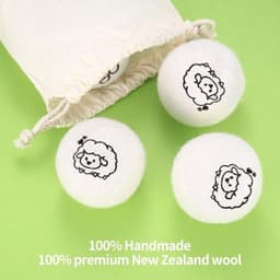 Drogerballen van 100% pure schapenwol voor wasdroger, natuurlijke wasverzachter, antistatisch - Set van 6 met opbergtas — thumbnail 2