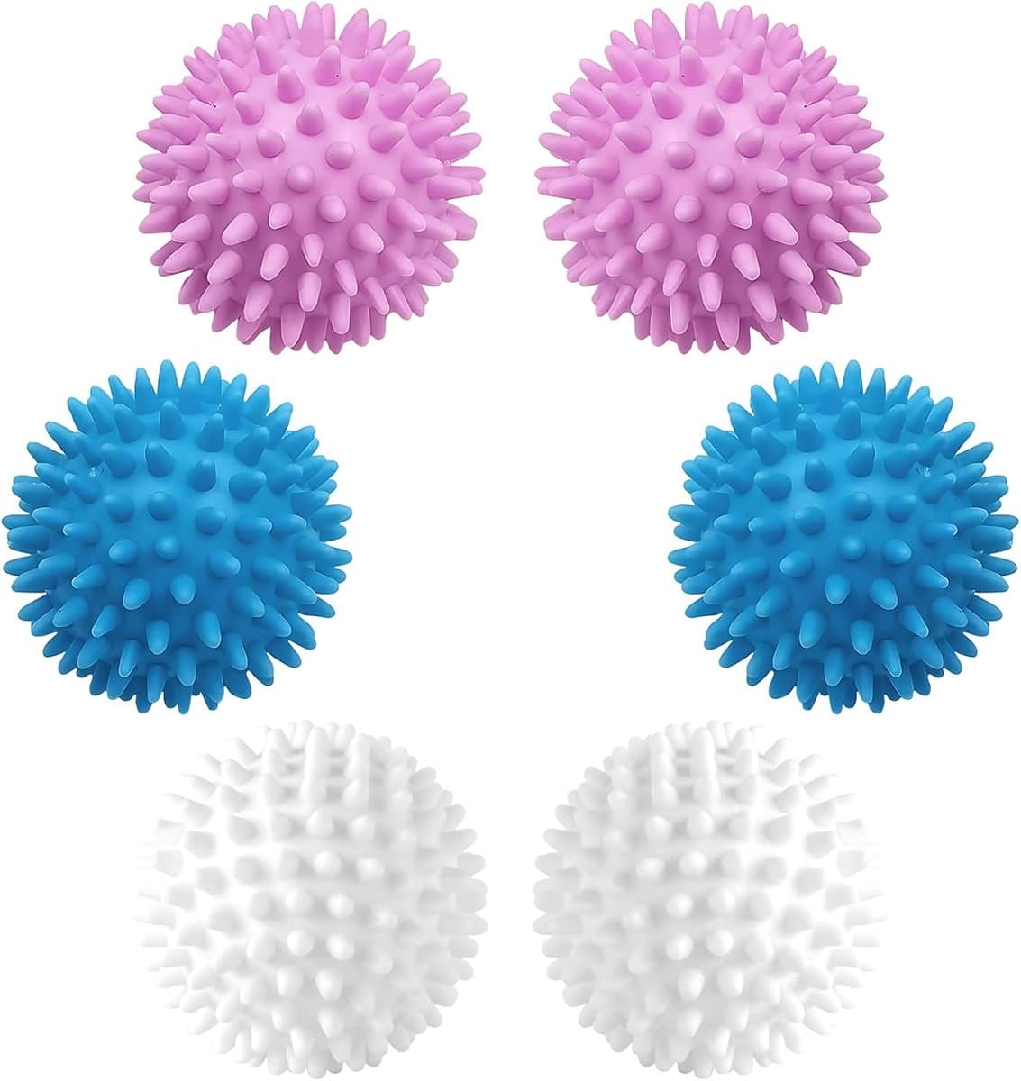 6 stuks drogerballen, wasballen, drogerballen voor wasdroger, donsjacks, drogerballen, drogerballen, wasbal voor wasmachine (blauw, wit, paars) — afbeelding 1