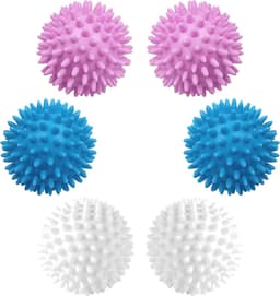 6 stuks drogerballen, wasballen, drogerballen voor wasdroger, donsjacks, drogerballen, drogerballen, wasbal voor wasmachine (blauw, wit, paars) — thumbnail 1