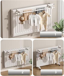Radiatorrekken, Droge was, Handdoekradiator, 2-stangs wasdroogrek met radiator, 50 cm. — thumbnail 5