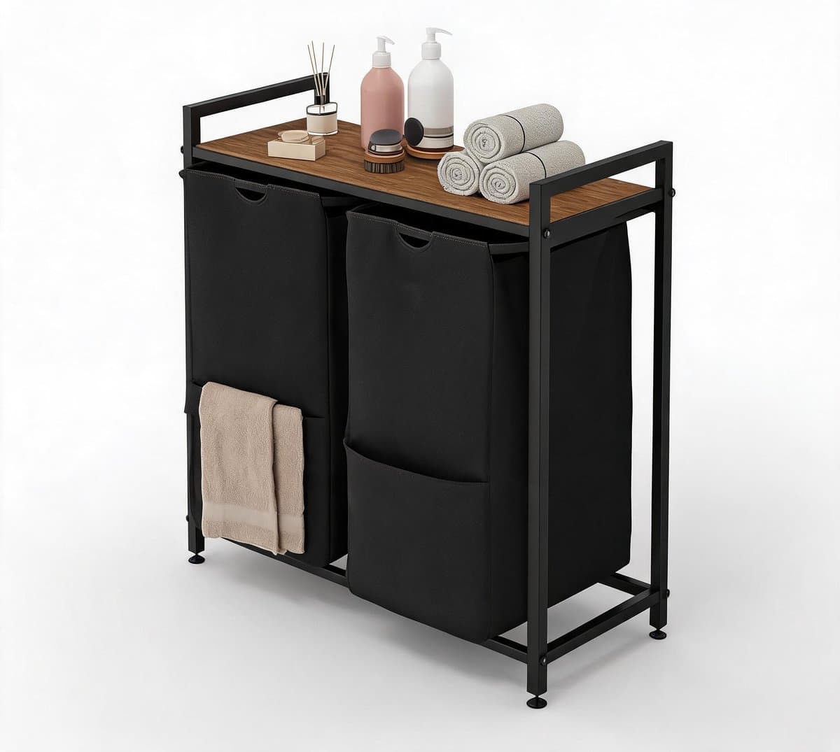 Danky - Multifunctionele wasmand 97L 2‑vaks met afneembare tassen en bovenopbergplank — afbeelding 1