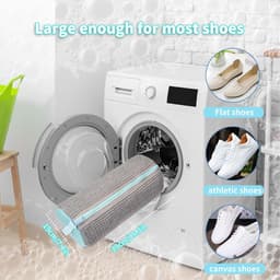 2 dikke waszakken voor de wasmachine, grijs, anti-vervorming, herbruikbaar, 360°-reiniging, met verborgen ritssluiting, voor gymschoenen, gaasdoek — thumbnail 4