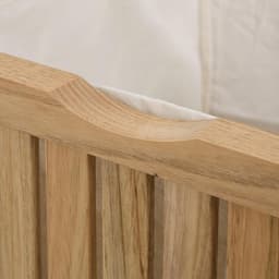 badkamer bankje met wasmand, 100 l, HBD 50x100x38 cm, hout en stof, badkamerkruk met opbergruimte, naturel/wit — thumbnail 2