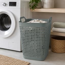 Storage Solutions Wasmand - groen - 48 liter - 40 x 51 cm - kunststof - wasbox - mand voor wasgoed - badkamer — thumbnail 4