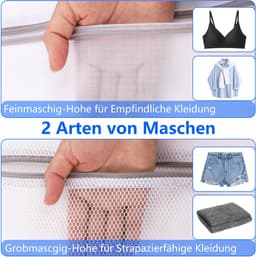Wasnet voor wasmachine, 2 soorten mazen, waszak met ritssluiting, voor fijne was, ondergoed, jeans, badhanddoek, herbruikbaar — thumbnail 3