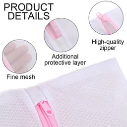 Dailygoods- Waszak Driedelige Set - Waszakken met Rits - Mini Waszak 25 x 30 cm - Ondergoed/Sokken/Baby Kleding - Fijnmazig Net - Wasnet — thumbnail 4