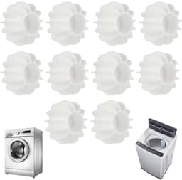 10 stuks - wasballen - Siliconen wasballen - Anti-klit wasballen - Droogballen - kleding anti-wirwar - Houdt kleding schoon - Herbruikbaar - Wit - 4,5 x 3 cm - Geschikt voor wasmachines en drogers — thumbnail 1