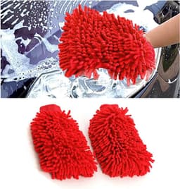 2 stuks microvezel handschoenen, chenille-washandjes, krasbestendig, zacht, absorberende reinigingsset voor auto — thumbnail 1