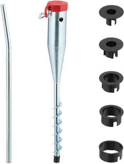 grondanker parasols en droogmolens, grondpen met adapters, 25-55 mm, om in de grond te draaien, zilver-rood — thumbnail 1