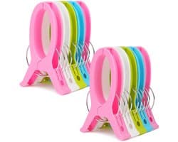 10 stuks kleurrijke strandhanddoekclips, extra grote plastic wasclip wasknijpers winddichte kledingspelden voor strand, zwembad, dagelijkse wasserette, zware badhanddoek