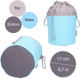 trendfinding Wasknijperzak van canvas met 2 karabijnhaken voor 200 wasknijpers, extra groot en stabiel, Lichtblauw-grijs., wasknijperzak — thumbnail 3
