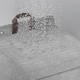 REDOM Wasmand 35 x 9,5 x 48 cm – Hangend en Opvouwbaar – Ruimtebesparend met 2 Zelfklevende Haken – Voor Badkamer, Slaapkamer en Wasruimte – Katoen-Linnen – Grijs — thumbnail 4