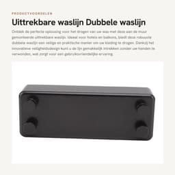 Waslijn Uittrekbaar 30 Meter - Dubbele Waslijn - Roestvrij Staal - Veiligheidsdesign - Voor Balkon - Ruimtebesparend - Kledinglijn — thumbnail 1