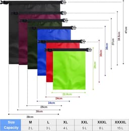Waterdichte Dry Bag Set 6 Maten Lichtgewicht Zakken en Lange Verstelbare Schouderriem Outdoor Waterdicht Houden Gear Dry Bag Stuff Zakken voor Backpacken, Varen, Wandelen Camping — thumbnail 5
