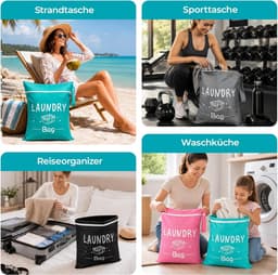 Waszakken voor vuile kleding | Holiday Essentials Waszak voor reiskleding, natte zak voor zwemmen, camping, caravan, slaapzaal (4 kleuren) — thumbnail 4